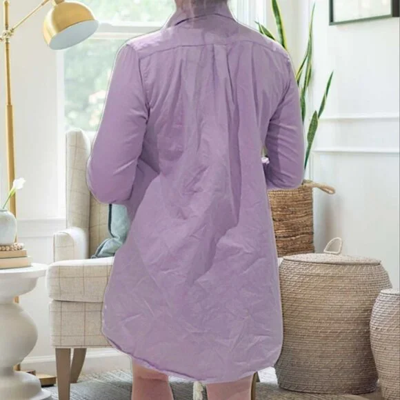 New American Apparel Belted Chamblay Lilac Shirt Dress - Picture 8 of 14